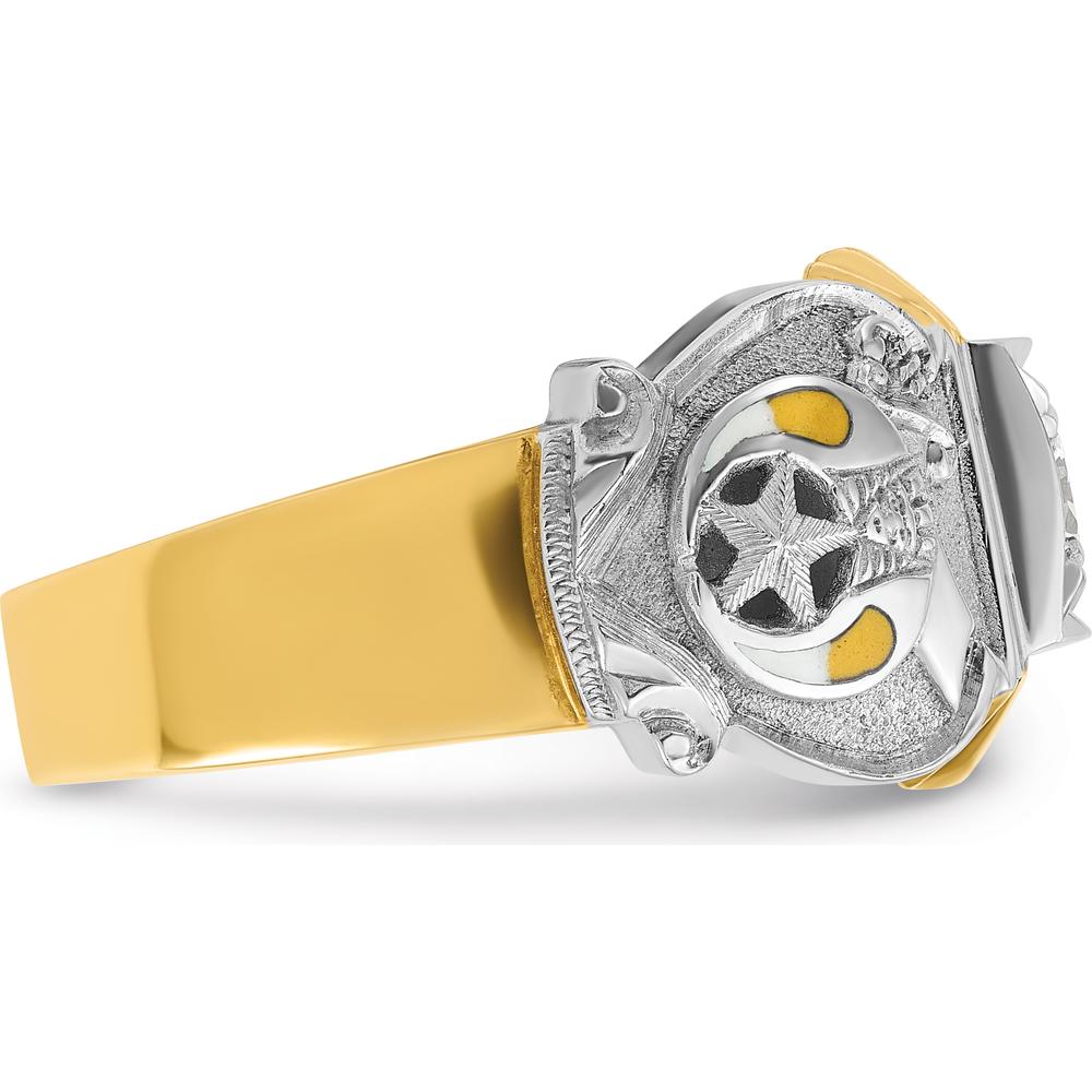 14K Two-Tone Men's Polished and Textured Masonic Shriner's Ring Mounting