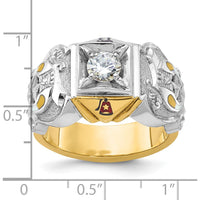 14K Two-Tone Men's Polished and Textured Masonic Shriner's Ring Mounting