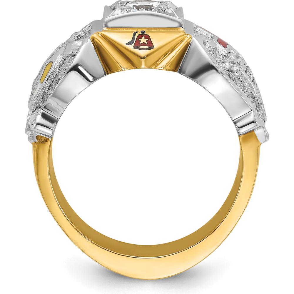 14K Two-Tone Men's Polished and Textured Ring with Round Diamond - 0.5 Carat Total Diamond Weight