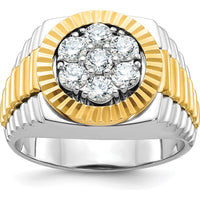14K Two-Tone Men's Polished and Textured Round Cluster Ring Mounting by IBGoodman