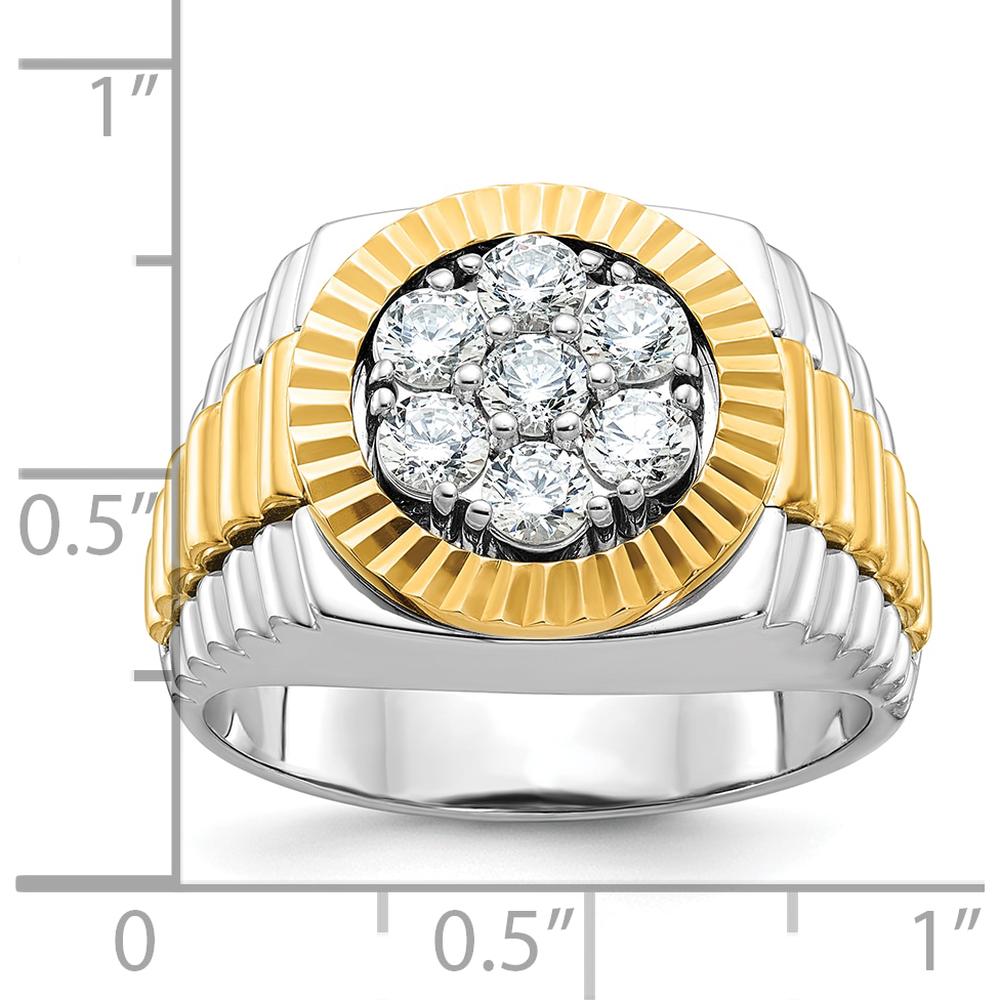 14K Two-Tone Men's Polished and Textured Round Cluster Ring Mounting by IBGoodman