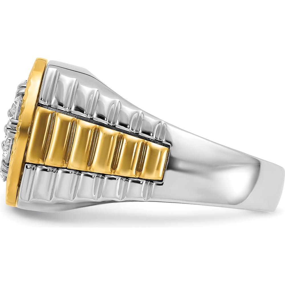 14K Two-Tone Men's Polished and Textured Round Cluster Ring Mounting by IBGoodman