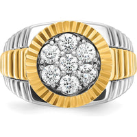 14K Two-Tone Men's Polished and Textured Round Cluster Ring Mounting by IBGoodman
