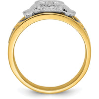14K Two-Tone Men's Polished and Textured Scottish Rite Masonic Ring