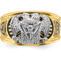 14K Two-Tone Men's Polished and Textured Scottish Rite Masonic Ring