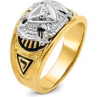 14K Two-Tone Men's Polished and Textured Scottish Rite Masonic Ring