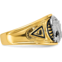 14K Two-Tone Men's Polished and Textured Scottish Rite Masonic Ring