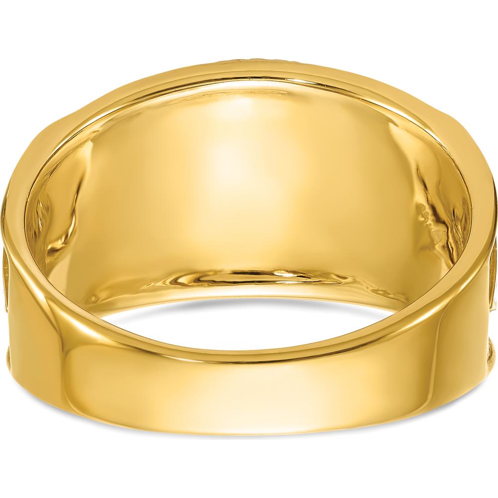 14K Two-Tone Men's Polished and Textured Scottish Rite Masonic Ring with Multi-Color Enamel and Diamond - 0.15 Carat Total Diamond Weight