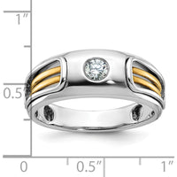 14K Two-Tone Men's Polished Diamond Ring with Cut-Out Design - 0.2 Carats Round Diamond by IBGoodman