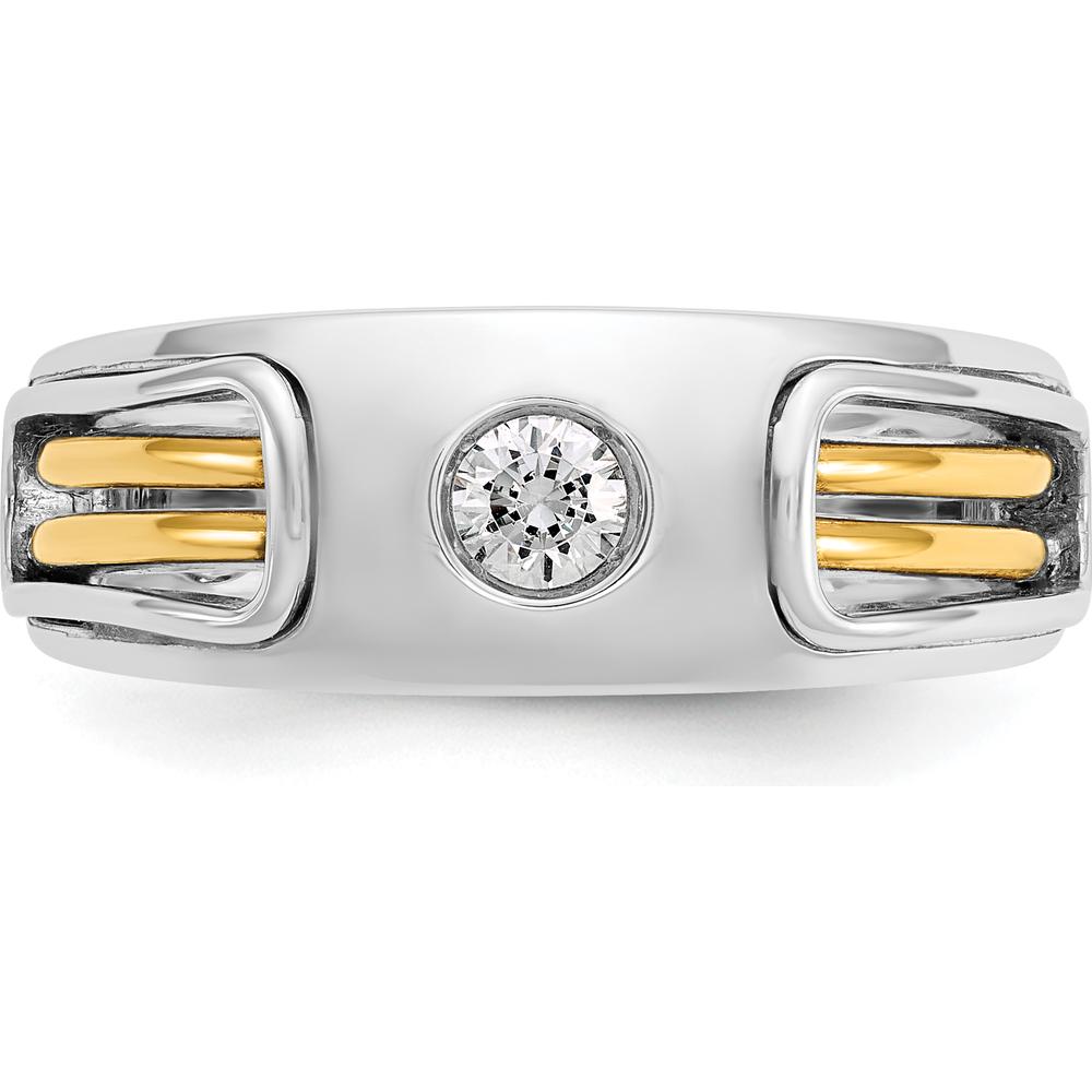 14K Two-Tone Men's Polished Diamond Ring with Cut-Out Design - 0.2 Carats Round Diamond by IBGoodman