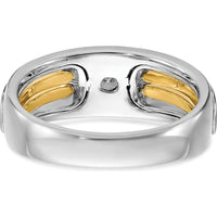 14K Two-Tone Men's Polished Diamond Ring with Cut-Out Design - 0.2 Carats Round Diamond by IBGoodman