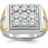 14K Two-Tone Men's Polished Diamond Square Cluster Ring with 2 1/3 Carats of AA Quality Diamonds by IBGoodman