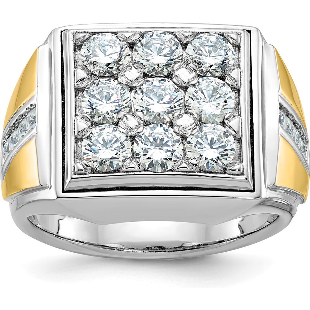 14K Two-Tone Men's Polished Diamond Square Cluster Ring with 2 1/3 Carats of AA Quality Diamonds by IBGoodman