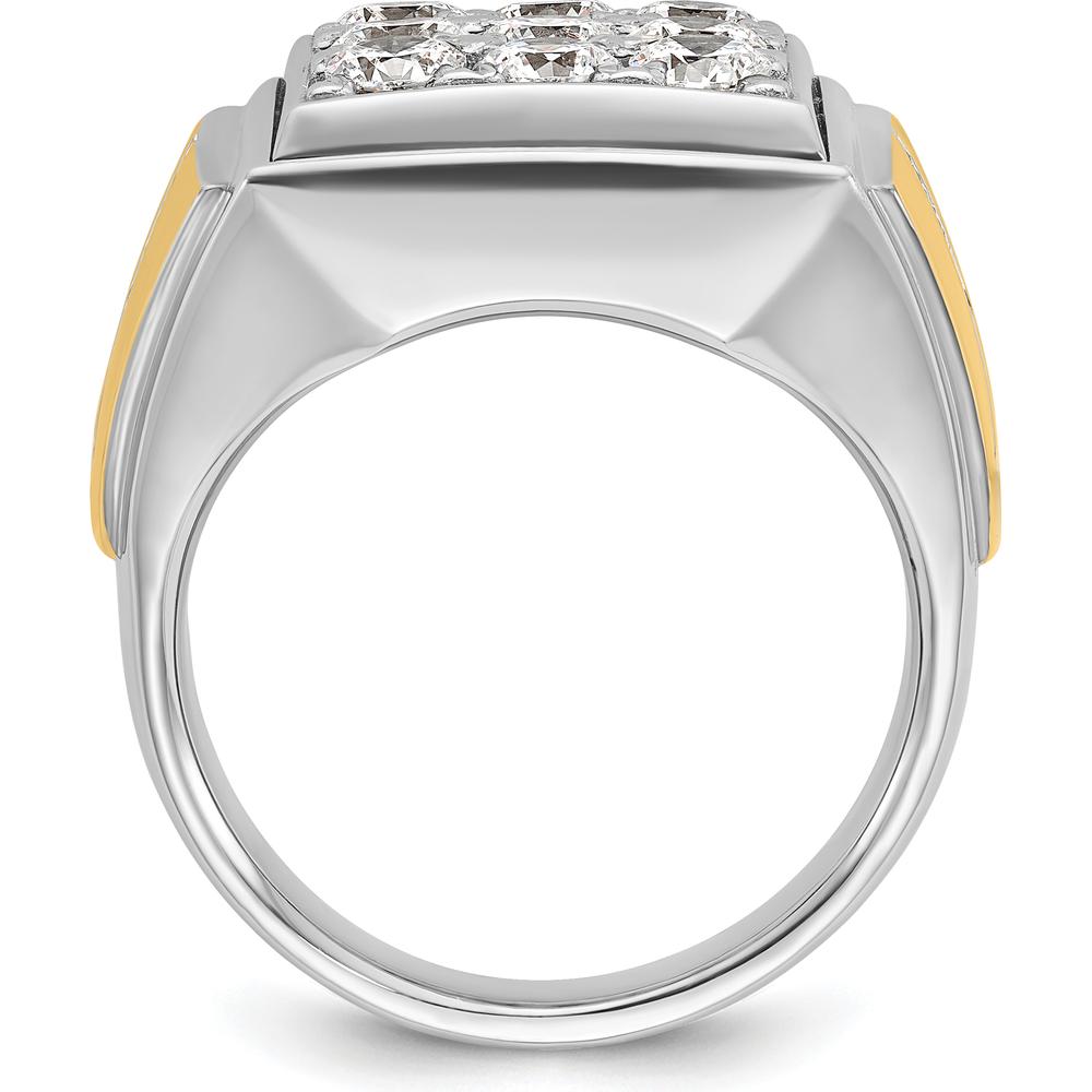 14K Two-Tone Men's Polished Diamond Square Cluster Ring with 2 1/3 Carats of AA Quality Diamonds by IBGoodman