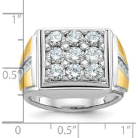 14K Two-Tone Men's Polished Diamond Square Cluster Ring with 2 1/3 Carats of AA Quality Diamonds by IBGoodman