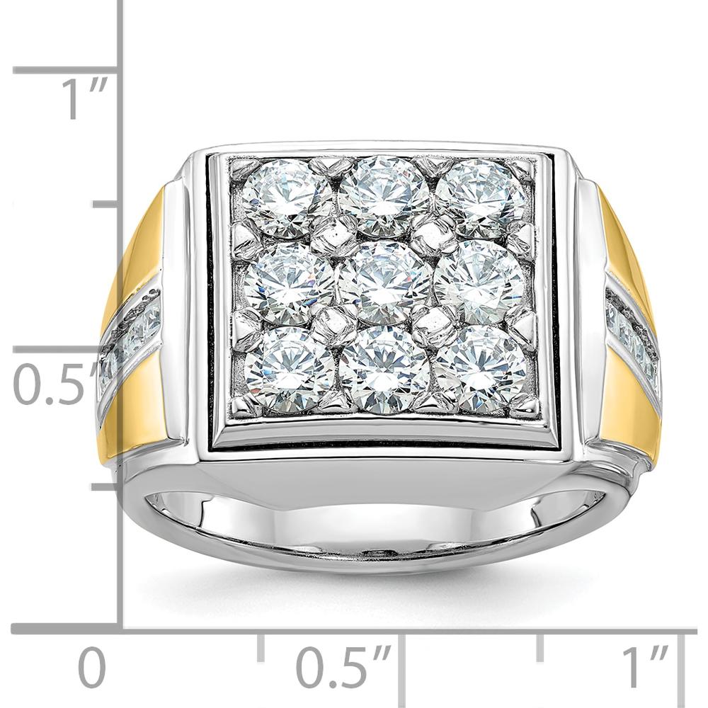 14K Two-Tone Men's Polished Diamond Square Cluster Ring with 2 1/3 Carats of AA Quality Diamonds by IBGoodman