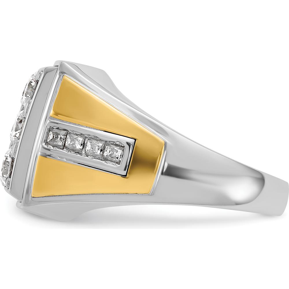 14K Two-Tone Men's Polished Diamond Square Cluster Ring with 2 1/3 Carats of AA Quality Diamonds by IBGoodman