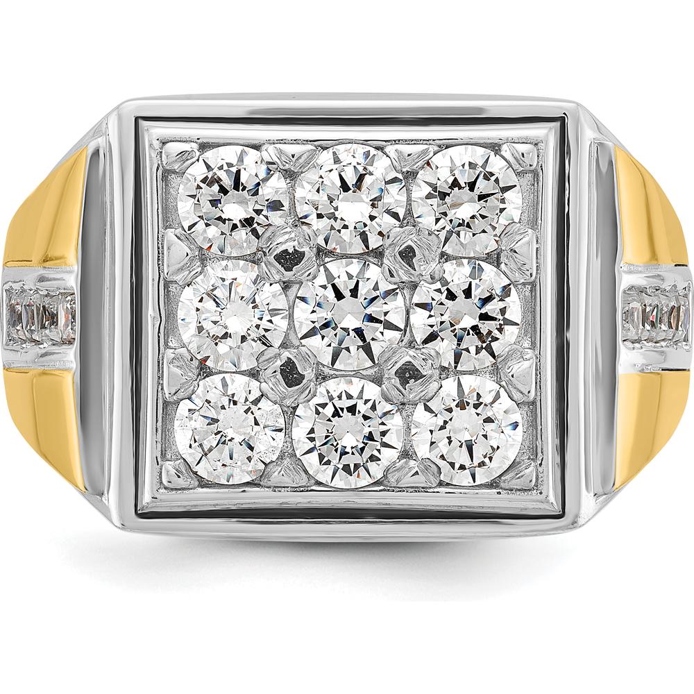 14K Two-Tone Men's Polished Diamond Square Cluster Ring with 2 1/3 Carats of AA Quality Diamonds by IBGoodman