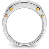 14K Two-Tone Men's Polished Grooved and Cut-Out 5-Stone Diamond Ring - 1/2 Carats Total Diamond Weight by IBGoodman