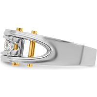 14K Two-Tone Men's Polished Grooved and Cut-Out 5-Stone Ring Mounting by IBGoodman