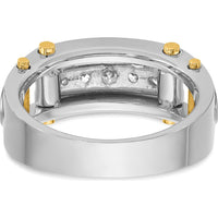 14K Two-Tone Men's Polished Grooved and Cut-Out 5-Stone Ring Mounting by IBGoodman