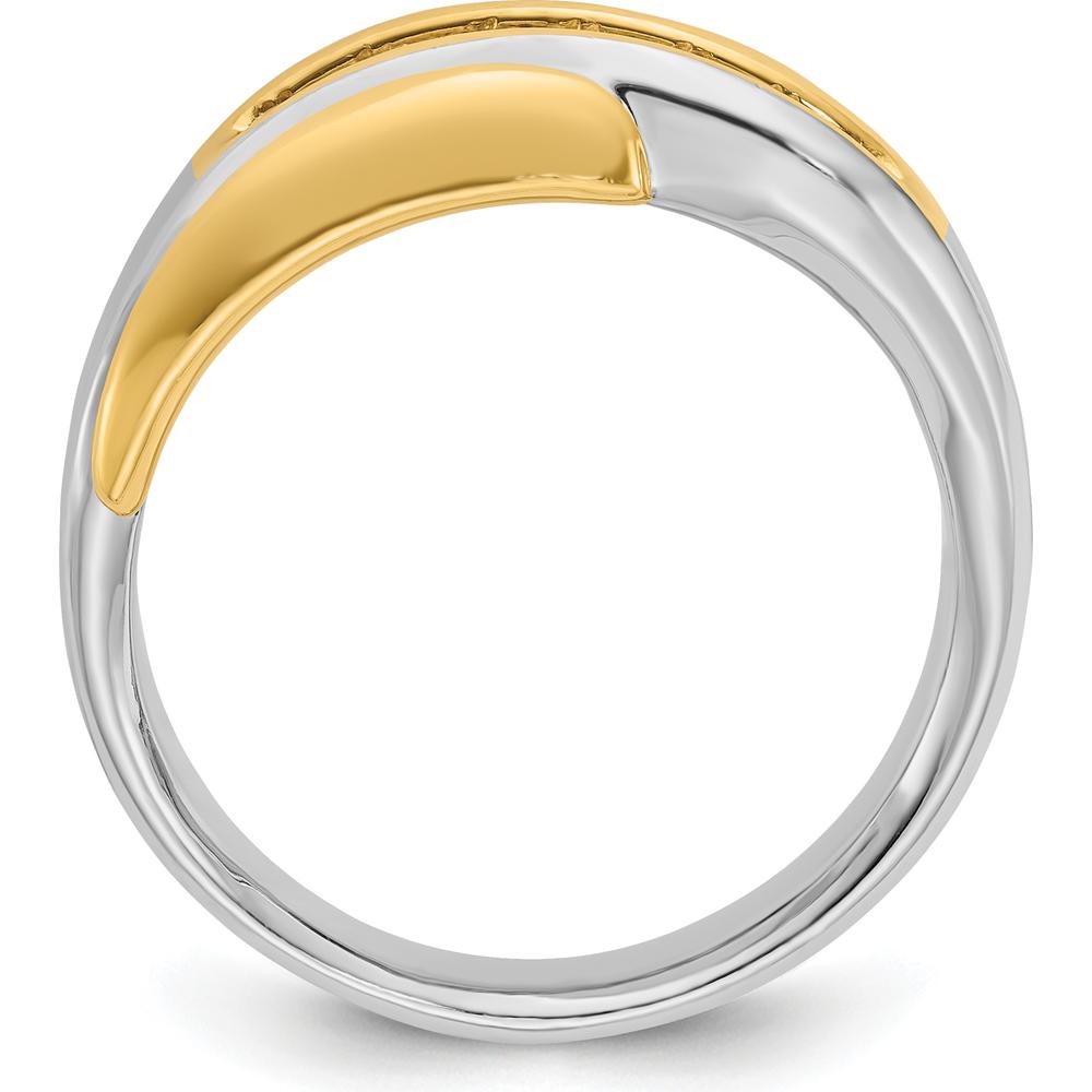 14K Two-Tone Men's Polished Grooved Curved Bypass Diamond Ring - 1/2 Carat Total Diamond Weight by IBGoodman