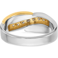 14K Two-Tone Men's Polished Grooved Curved Bypass Ring by IBGoodman
