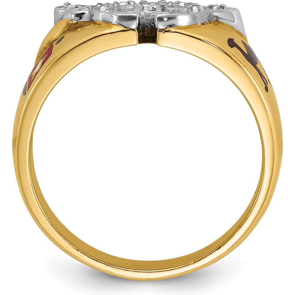 14K Two-Tone Men's Polished Masonic Shriner's Ring with Diamond Accent - 0.10 Carat Total Diamond Weight