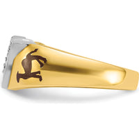 14K Two-Tone Men's Polished Masonic Shriner's Ring with Diamond Accent - 0.10 Carat Total Diamond Weight