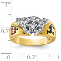 14K Two-Tone Men's Polished Masonic Shriner's Ring with Diamond Accent - 0.10 Carat Total Diamond Weight