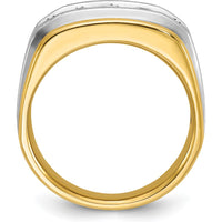 14K Two-Tone Men's Polished Satin 5-Stone Diamond Ring with Grooved Band - 1.0 Carats Total Diamond Weight by IBGoodman