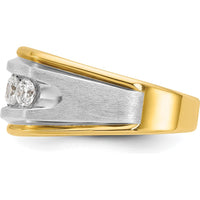 14K Two-Tone Men's Polished Satin 5-Stone Diamond Ring with Grooved Band - 1.0 Carats Total Diamond Weight by IBGoodman