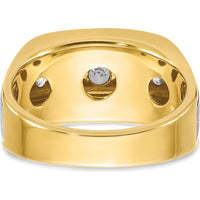 14K Two-Tone Men's Polished Satin 5-Stone Diamond Ring with Grooved Band - 1.0 Carats Total Diamond Weight by IBGoodman