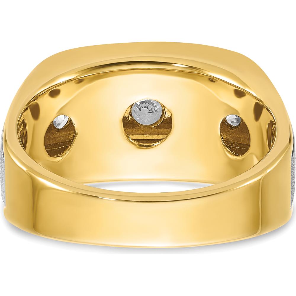 14K Two-Tone Men's Polished Satin 5-Stone Diamond Ring with Grooved Band - 1.0 Carats Total Diamond Weight by IBGoodman