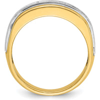 14K Two-Tone Men's Polished Satin 7-Stone Diamond Ring - 3/4 Carat Total Diamond Weight by IBGoodman