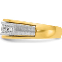 14K Two-Tone Men's Polished Satin 7-Stone Diamond Ring - 3/4 Carat Total Diamond Weight by IBGoodman
