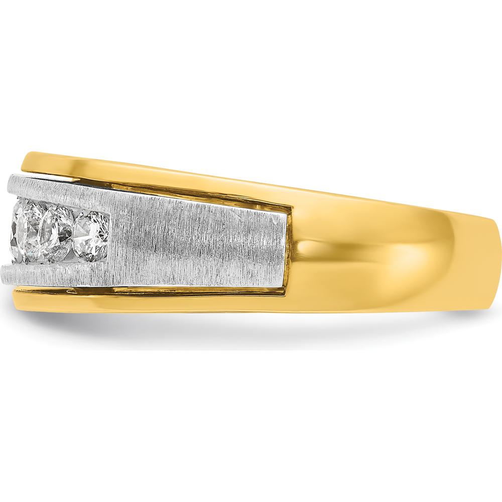 14K Two-Tone Men's Polished Satin 7-Stone Diamond Ring - 3/4 Carat Total Diamond Weight by IBGoodman