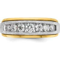 14K Two-Tone Men's Polished Satin 7-Stone Diamond Ring - 3/4 Carat Total Diamond Weight by IBGoodman