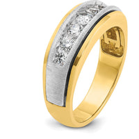 14K Two-Tone Men's Polished Satin 7-Stone Diamond Ring - 3/4 Carat Total Diamond Weight by IBGoodman