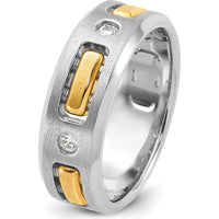 14K Two-Tone Men's Polished Satin and Cut-Out 3-Stone Ring Mounting - Customizable Design by IBGoodman