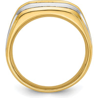 14K Two-Tone Men's Polished Satin and Grooved 5-Stone Diamond Ring - 1/2 Carat Total Diamond Weight by IBGoodman