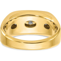 14K Two-Tone Men's Polished Satin and Grooved 5-Stone Diamond Ring - 1/2 Carat Total Diamond Weight by IBGoodman