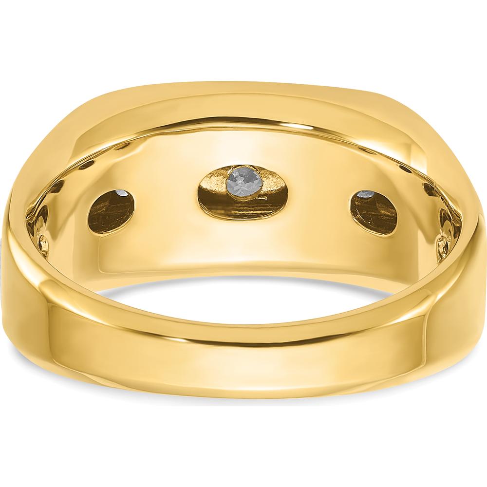 14K Two-Tone Men's Polished Satin and Grooved 5-Stone Diamond Ring - 1/2 Carat Total Diamond Weight by IBGoodman