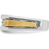 14K Two-Tone Men's Polished Satin and Grooved 5-Stone Diamond Ring - 1/2 Carats Total Diamond Weight by IBGoodman