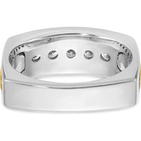 14K Two-Tone Men's Polished Satin and Grooved 5-Stone Diamond Ring - 1/2 Carats Total Diamond Weight by IBGoodman