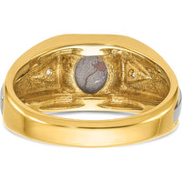 14K Two-Tone Men's Polished Satin and Grooved Black Star Sapphire and AA Quality Diamond Ring by IBGoodman