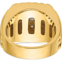 14K Two-Tone Men's Polished Satin and Grooved Cluster Ring with Diamond Accent by IBGoodman
