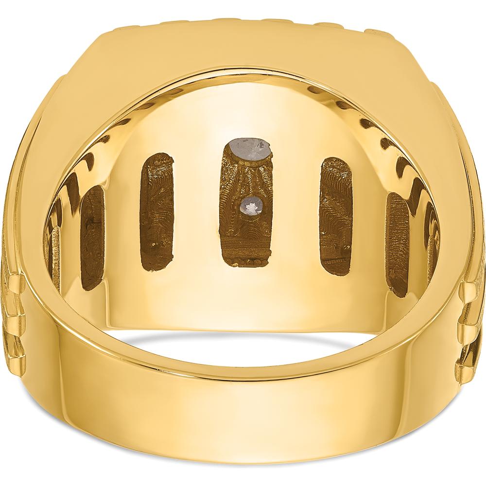 14K Two-Tone Men's Polished Satin and Grooved Cluster Ring with Diamond Accent by IBGoodman