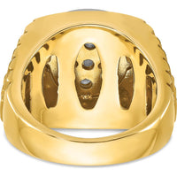 14K Two-Tone Men's Polished Satin and Ribbed Diamond Cluster Ring with 2 Carats of AA Quality Round Diamonds by IBGoodman