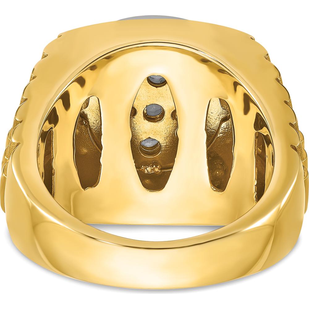 14K Two-Tone Men's Polished Satin and Ribbed Diamond Cluster Ring with 2 Carats of AA Quality Round Diamonds by IBGoodman